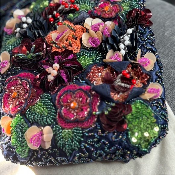 Zara Beaded Sequins Floral Embellished Small Tote Bag NWT - Picture 5 of 16